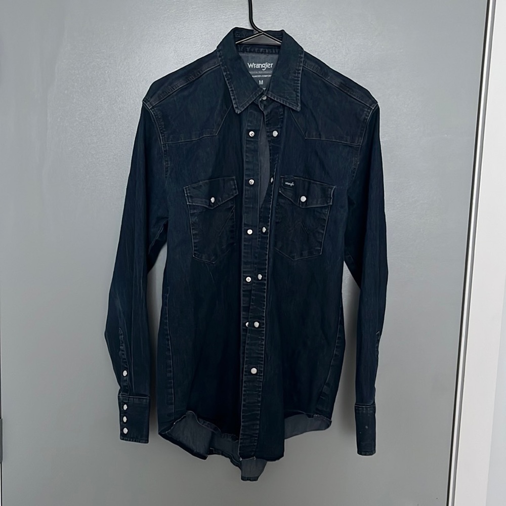 Denim wrangler snap long sleeve shirt